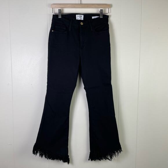 Frame Black Le Crop Mini Boot Cut‎ Jeans frayed - Picture 1 of 8